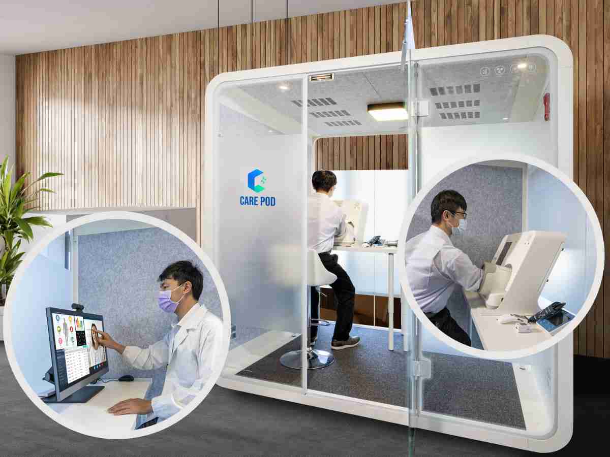 达擎于医疗科技展中展出＂远距诊疗舱＂，，，，以因应医疗数字化及社会高龄化趋势下、、复诊及慢性病患等族群对于远距看诊需求逐渐升高所推出的创新整合方案。。。多功能合一、、高隐私性的远距诊疗舱可根据病患端与医师端的不同需求，，，，提供弹性化及客制化功能，，，节省医生和病患的精力及时间